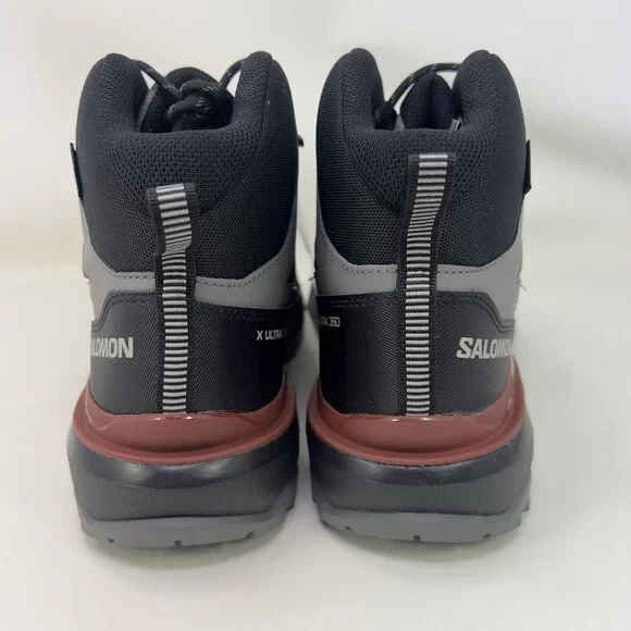 Salomon X Ultra 360 Mid CSWP Hiking Boots Grey Black Maroon Men’s Size 10.5 - Picture 4 of 9